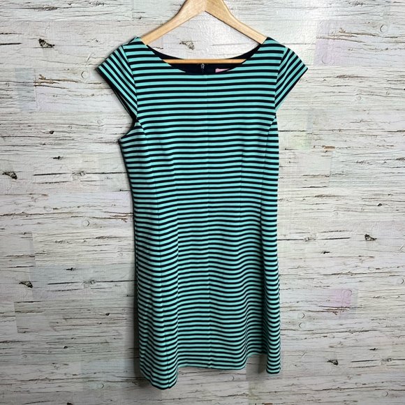 Lilly Pulitzer Briella Dress Aqua Navy Stripe size large - Picture 1 of 9